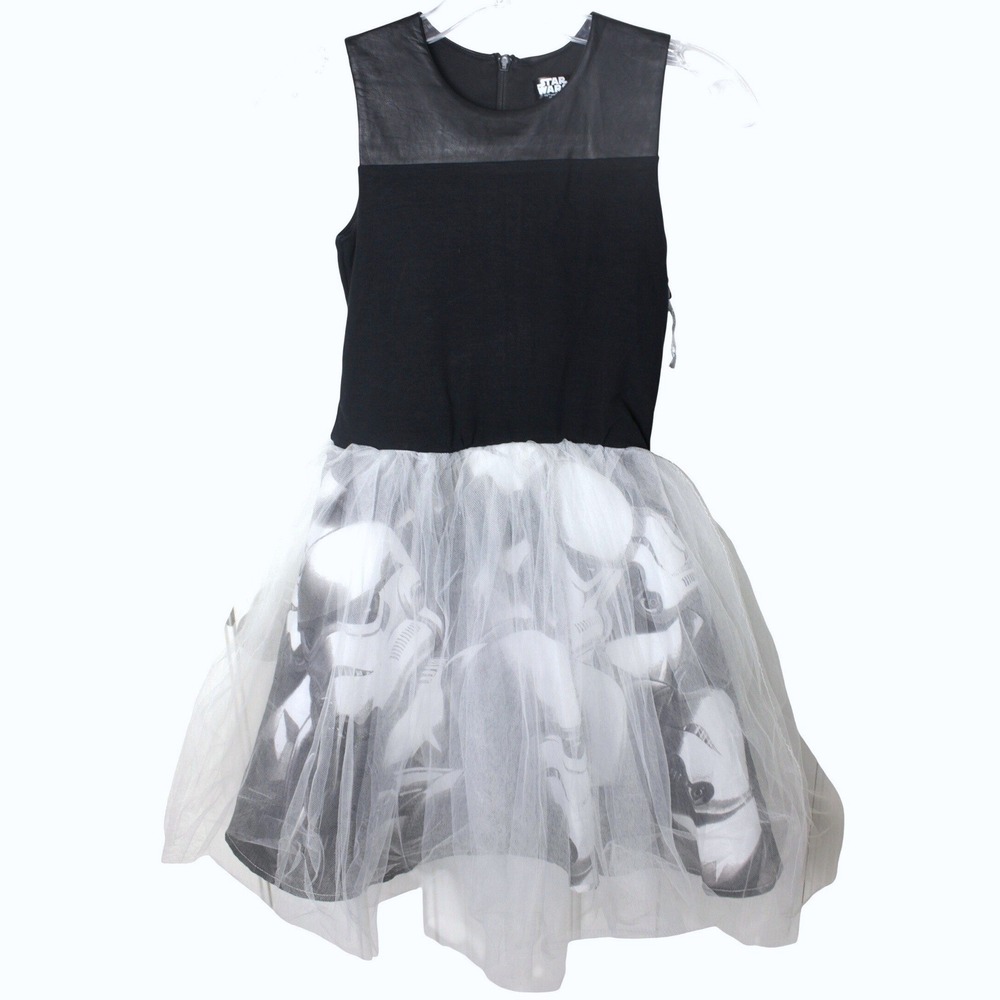 Star Wars Stormtrooper Dress Girls 14 (L) Black White Tulle Tutu‎ NWT Mad Engine